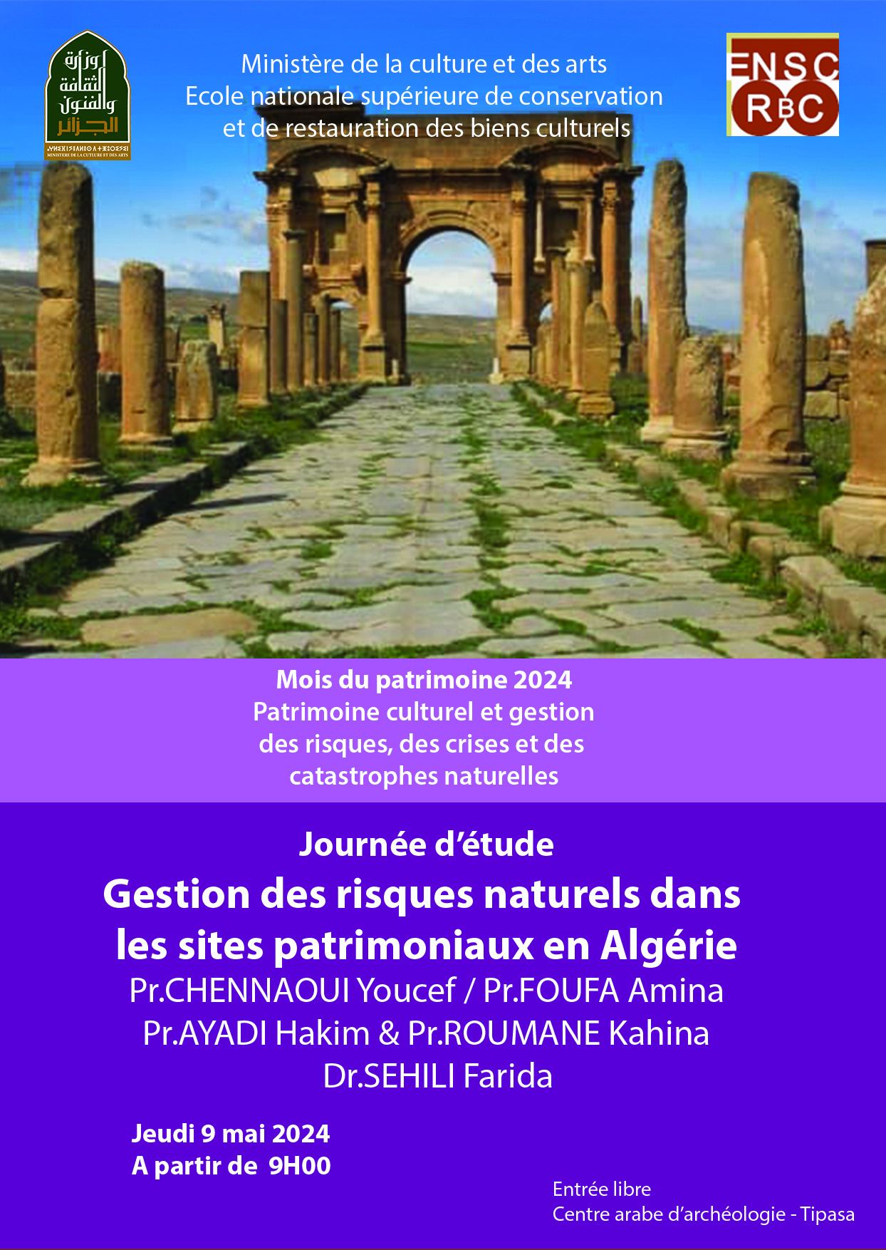 journée d'étude sur le thème " Gestion des risques naturels dans les sites patrimoniaux en Algérie "